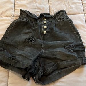 Black jean shorts (distressed)